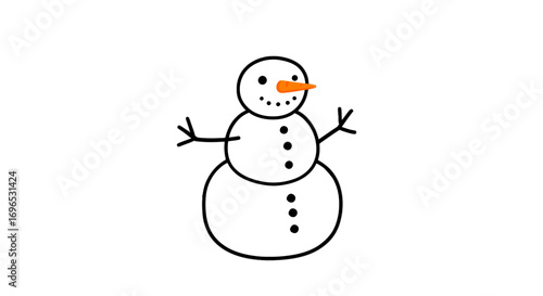 Snowman winter holiday frost snow cold christmas festive season cartoon drawing illustration art graphic design on transparent background