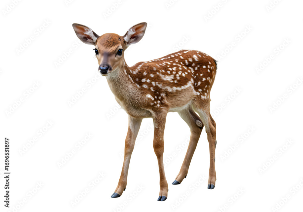 Fototapeta premium Axis Deer Fawn Isolated Wildlife Photography for Design Projects isolated on transparent background