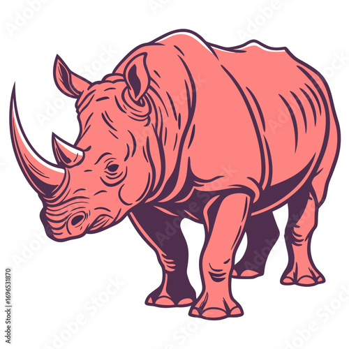 Pink rhinoceros illustration