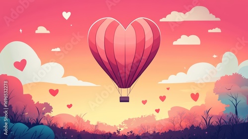 Heart-Shaped Hot Air Balloon Romantic Sunset Flight