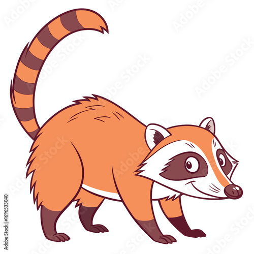 Cute cartoon coati with ringed tail
