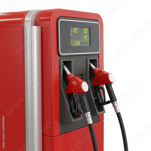 Sleek Red Fuel Dispenser Modern Gas Station Design Element isolated on transparent background