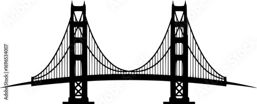 Bridge icon. Black silhouette. Front side view. Vector simple flat graphic illustration. Isolated object on a white background.