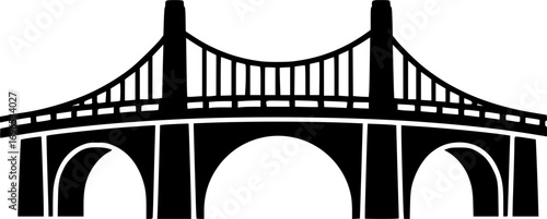 Bridge icon. Black silhouette. Front side view. Vector simple flat graphic illustration. Isolated object on a white background.