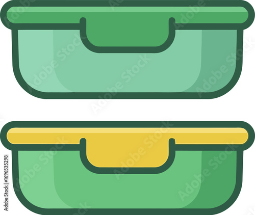 Green food storage containers vector illustration design