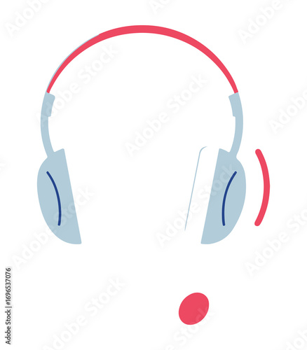 Minimalist Headset with Microphone Icon on a White Background