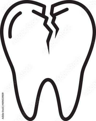 Broken tooth icon symbol representing dental problems and oral health needing immediate care and attention