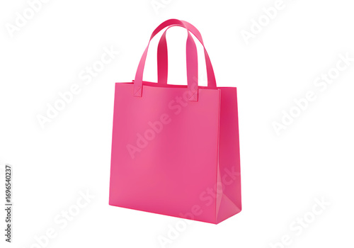 Pink Shopping Tote Bag on Black Background isolated on transparent background