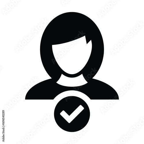User Success Icon - Solid Black Glyph for Admin & Account Verification in Glyph Style Illustration