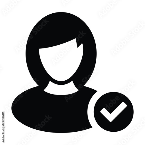 Trusted Profile Icon - Solid Black Glyph for Admin & Account Verification in Glyph Style Illustration