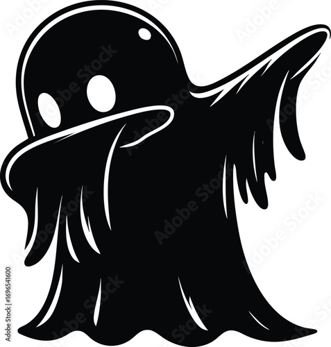 Cute Halloween dabbing Ghost cartoon character silhouette vector illustration isolated on a white background
