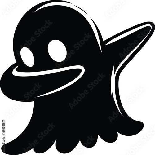 Cute Halloween dabbing Ghost cartoon character silhouette vector illustration isolated on a white background