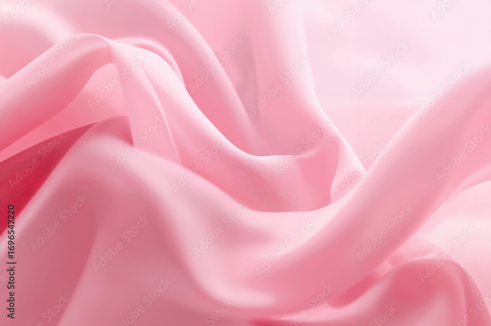 Obraz premium Soft pink fabric with flowing folds, creating a serene and airy atmosphere.