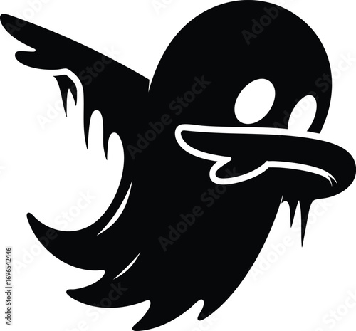 Cute Halloween dabbing Ghost cartoon character silhouette vector illustration isolated on a white background