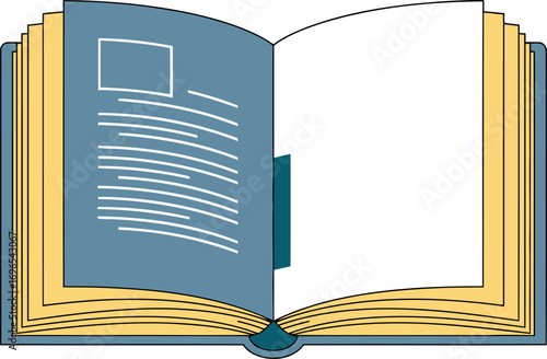 Open book with blank pages for reading and writing.