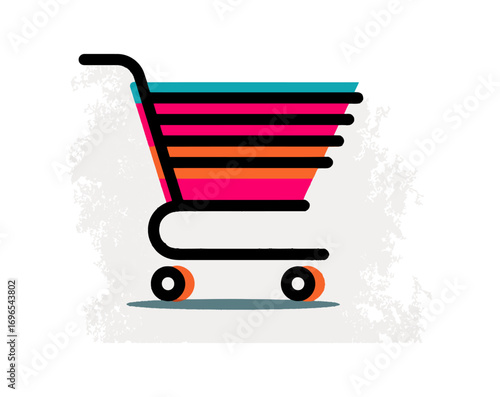 Colorful shopping cart graphic design