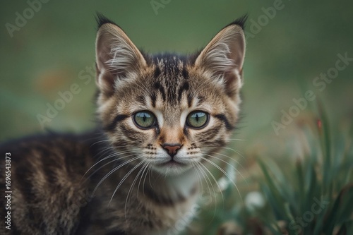 Wallpaper Mural Close-up of a small tabby kitten with a blurred background Torontodigital.ca