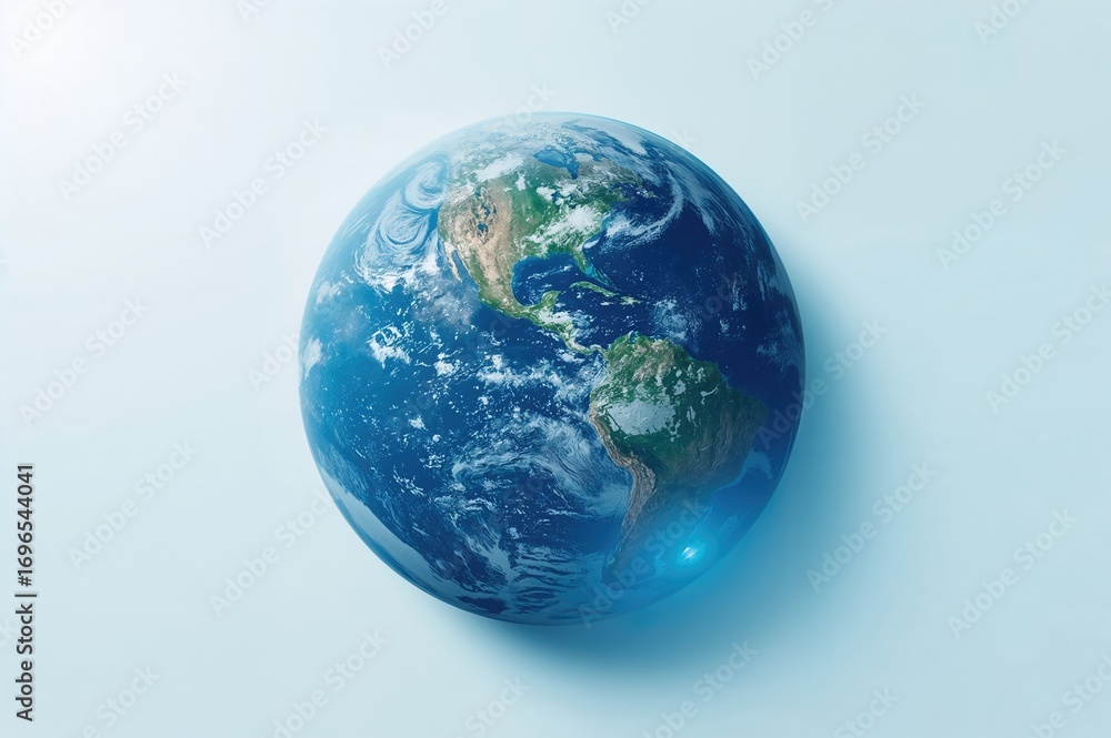 Fototapeta premium Creative illustration of the planet as a cascading blue wave representing water coverage on half the globe