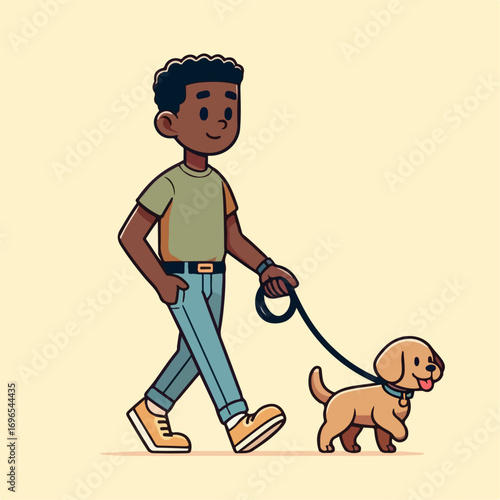 Illustration of a man carrying a pet dog