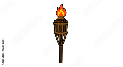 Illuminated tiki torch flame light glowing bright tropical party decoration summer night warm vibrant on transparent background