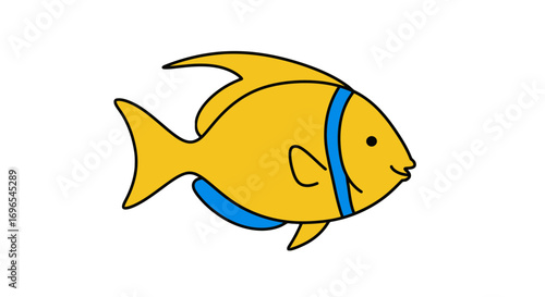 Cute cartoon golden fish illustration swimming ocean animal aquatic life vector graphic design element art on transparent background