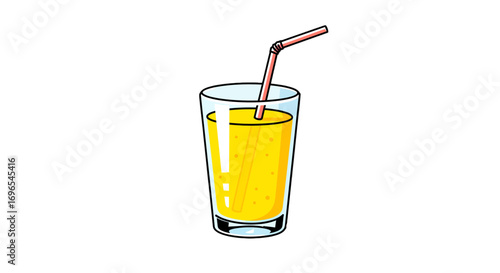Refreshing juice glass with straw illustration for summer drink concept and healthy lifestyle theme design on transparent background