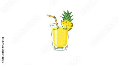 Fresh juice tropical drink summer beverage fruit smoothie healthy refreshment tasty pineapple cocktail on transparent background