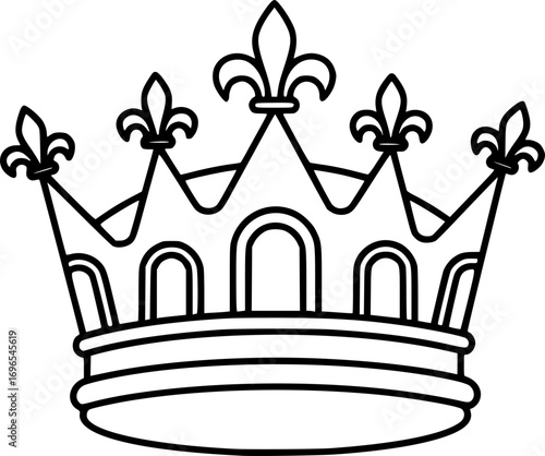 crown icon line art vector illustration