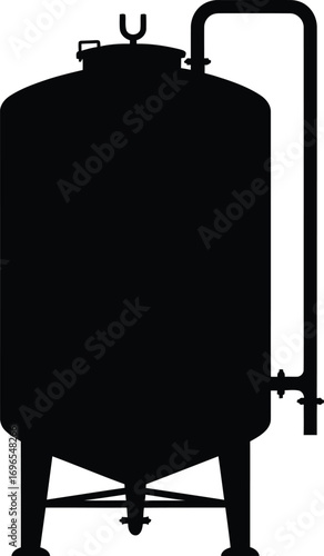Industrial fermentation tank silhouette, representing brewing and food production.