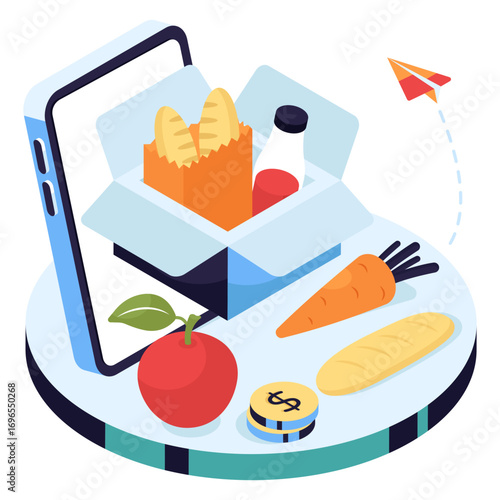 A premium download illustration of food parcel