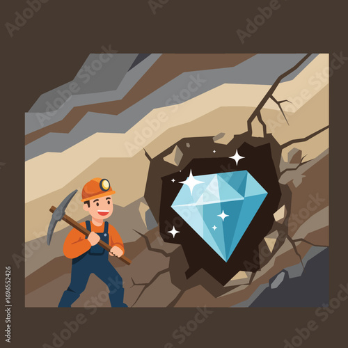 Miner discovers a large diamond in a cave