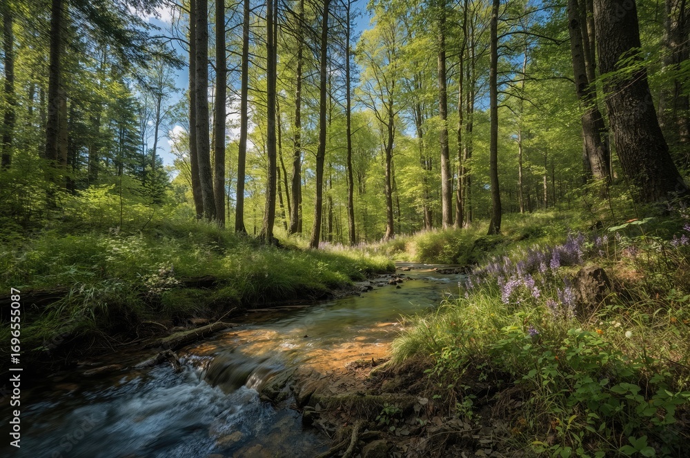 Fototapeta premium Enchanted river flowing through woodland