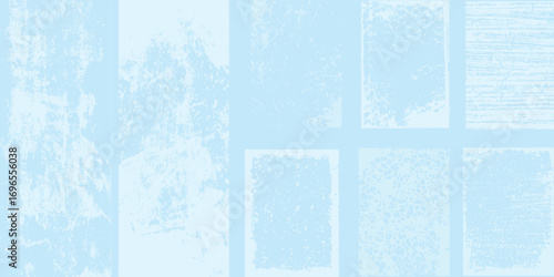 Abstract Blue and White Water Surface Textures: A Collection of Eight Seamless Vector Backgrounds Displaying Varied Aquatic Surface Patterns and Distortions in Contrasting Hues