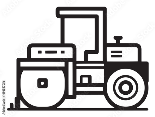 Modern Soil Compactor Icon in Bold Clean Vector Minimal Line Illustration Design