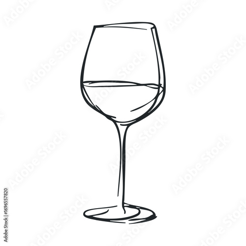 Elegant wine glass sketch for celebrations and events design. Vector hand drawn illustration