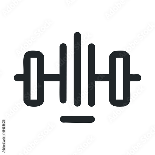 Minimalist weightlifting icon for fitness and gym design. Vector line illustration