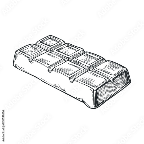 Chocolate bar design for gourmet treats and recipes. Vector hand drawn illustration