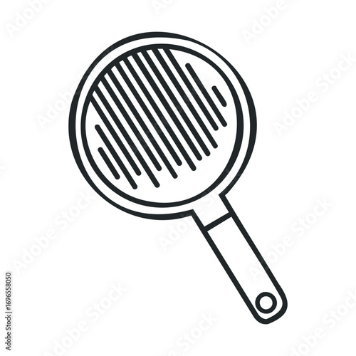 Kitchen utensil for straining food in culinary preparation. Vector line illustration