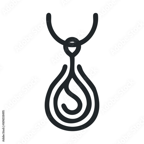 Elegant teardrop pendant design for jewelry collection showcase. Vector line illustration