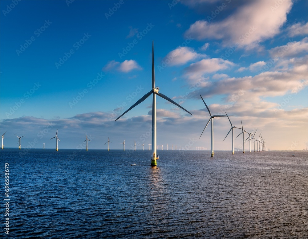 Fototapeta premium renewable energy generation at offshore wind farms in the netherlands