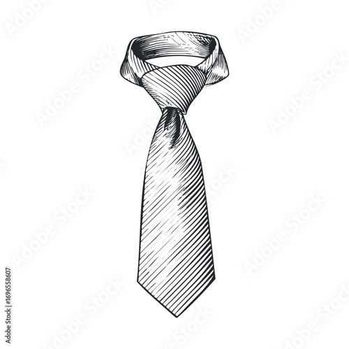 Stylish necktie for formal business attire. Vector hand drawn illustration