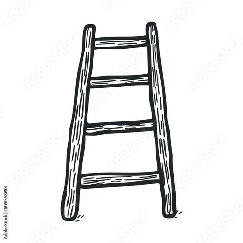 Wooden ladder design for home decor and craftsmanship use. Vector hand drawn illustration
