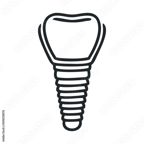 Dental implant component for restorative dental procedures and care. Vector line illustration