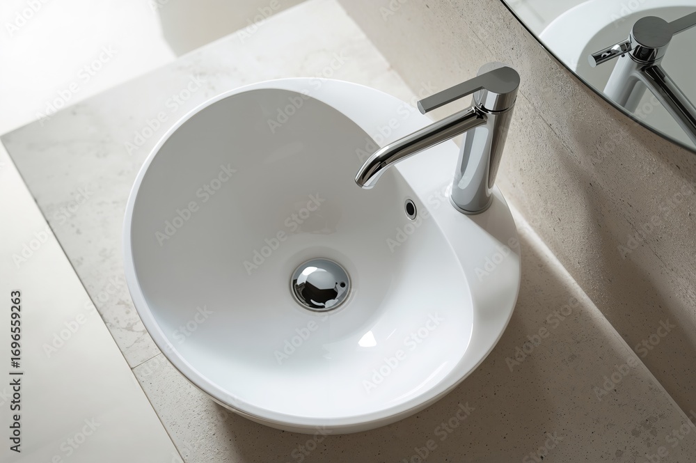 Fototapeta premium Standalone sink with a shiny metal tap