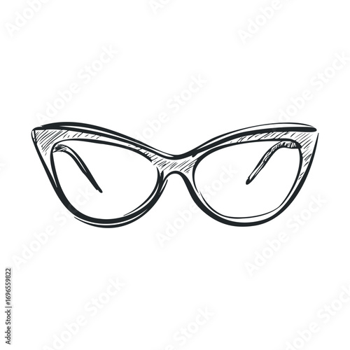 Stylish cat eye sunglasses for trendy summer fashion accessories. Vector hand drawn illustration