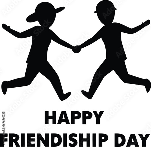 Two friends embracing with arms around each other on white background silhouette friendship