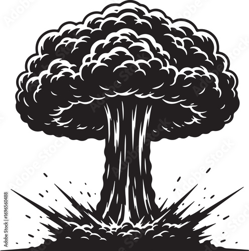 Atomic Mushroom Cloud Nuclear Explosion Illustration