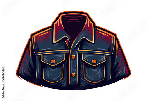 Stylish dark denim jacket graphic design