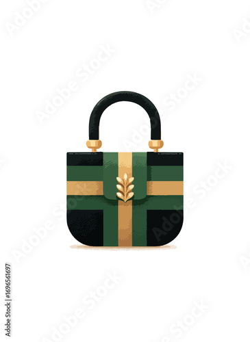 Stylish green and gold handbag design