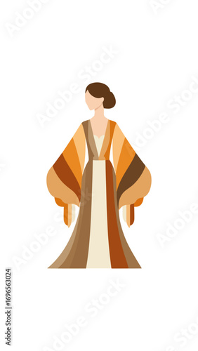 Woman in colorful fashion dress illustration